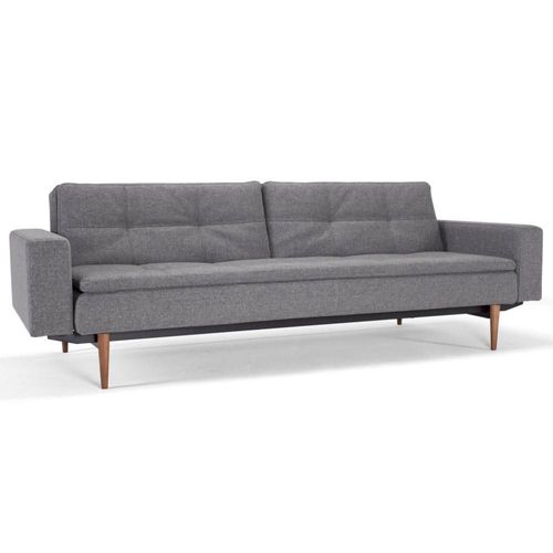 Innovation Living Canapé Design Dublexo Styletto Avec Accoudoirs Gris Twist Charcoal Convertible Lit 200*115 Cm Pieds Chene Fonce