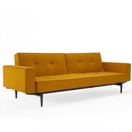 Canapé Convertible Splitback Styletto Avec Accoudoirs Pieds Chêne Noir Tissu Elegance Burned Curry