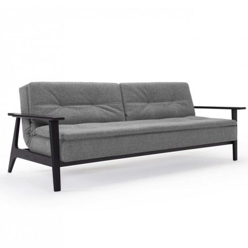 Innovation Living Canapé Lit Design Dublexo Frej Tissu Twist Charcoal Convertible 115*210 Cm Accoudoirs Laqués Noir