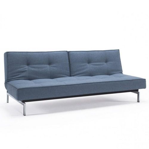 Innovation Living Canapé Splitback Chrome Convertible Lit 115*210 Cm Tissu Mixed Dance Light Blue