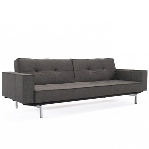 Innovation Living Canapé Splitback Pieds Chromé Avec Accoudoirs Convertible Lit 115*210 Cm Tissu Flastex Dark Grey