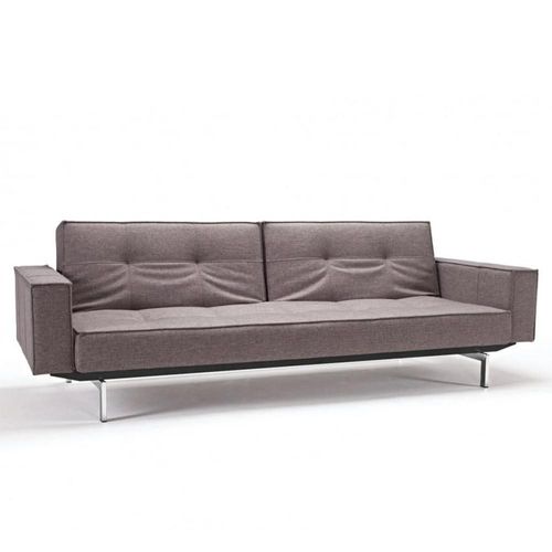 Innovation Living Canapé Splitback Pieds Chromé Avec Accoudoirs Convertible Lit 115*210 Cm Tissu Mixed Dance Grey