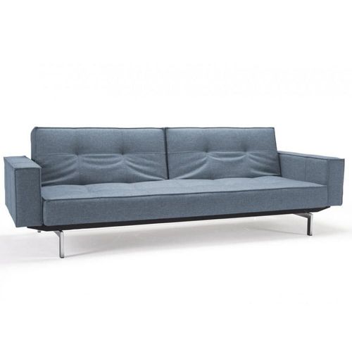 Innovation Living Canapé Splitback Pieds Chromé Avec Accoudoirs Convertible Lit 115*210 Cm Tissu Mixed Dance Blue
