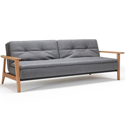 Innovation Living Canapé Lit Design Dublexo Frej Tissu Twist Charcoal Convertible 115*210 Cm Accoudoirs Bois
