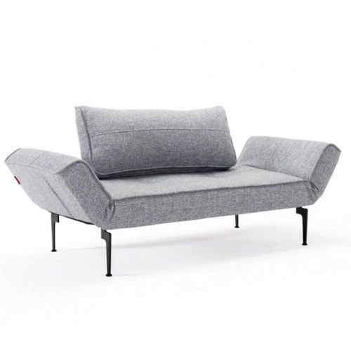 Innovation Living Canape Lit Design Zeal Laser Convertible 200*70 Cm Piétements Métallique Tissu Gris Twiwt Granite