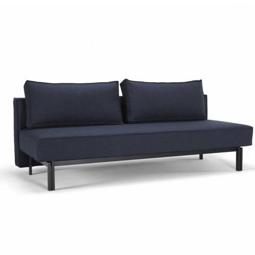 Innovation Living Canapé Design Sly Convertible Lit 140*200 Cm Pieds Métal Noir, Tissu Mixed Dance Blue