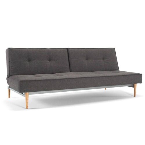 Innovation Living Canape Splitback Styletto Pieds Chêne Naturel Convertible Lit 115*210cmtissu Flashtex Dark Grey