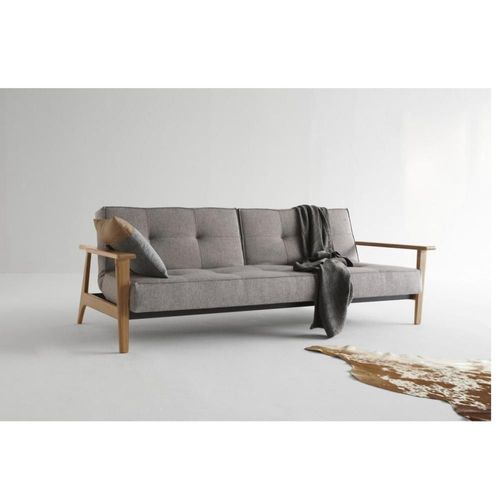 Innovation Living Canapé Splitback Frej Convertible Lit 115*210 Cm Piétement Chëne Tissu Mixed Dance Grey