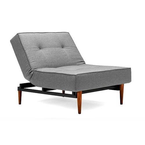 Innovation Living Fauteuil Splitback Styletto Convertible Lit 90*115 Cm Pieds Fuseau Noyer Tissu Flashtex Dark Grey