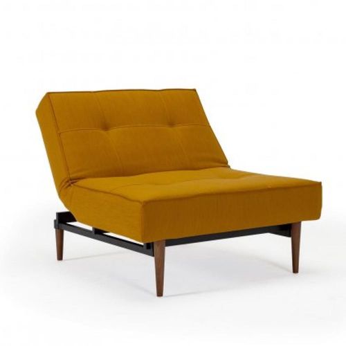 Innovation Living Fauteuil Splitback Styletto Convertible Lit 90*115 Cm Pieds Fuseau Noyer Tissu Elegance Burned Curry