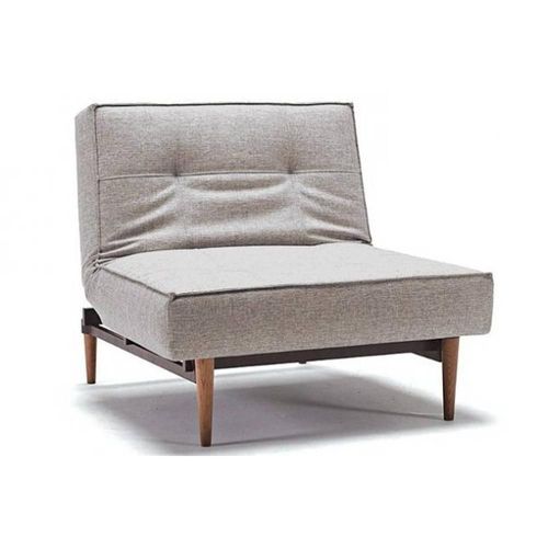 Innovation Living Fauteuil Splitback Styletto Convertible Lit 90*115 Cm Pieds Fuseau Noyer Tissu Mixed Dance Grey