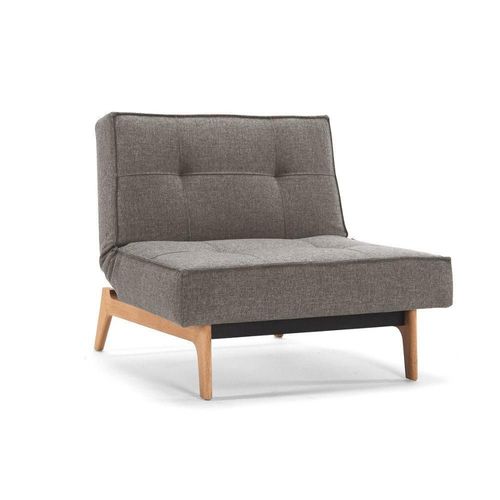 Innovation Living Fauteuil Splitback Eik Convertible Lit 90*115 Cm Pieds Chêne Naturel Tissu Flashtex Dark Grey