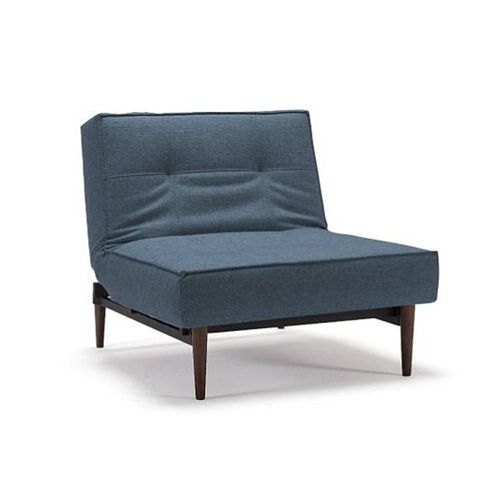 Innovation Living Fauteuil Splitback Styletto Convertible Lit 90*115 Cm Pieds Fuseau Noyer Tissu Mixed Dance Light Blue
