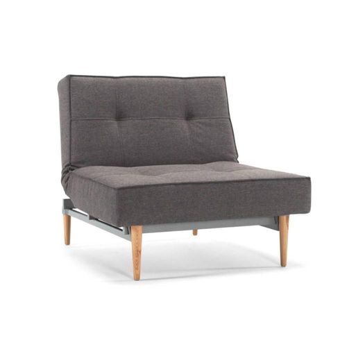 Innovation Living Fauteuil Splitback Styletto Convertible Lit 90*115 Cm Pieds Chêne Naturel Tissu Flashtex Dark Grey