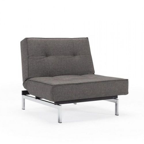 Innovation Living Fauteuil Design Splitback Chrome Convertible Lit 90*115 Cm Tissu Flashtex Dark Grey