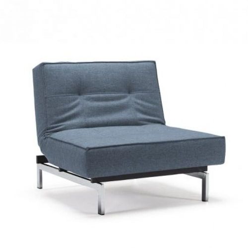 Innovation Living Fauteuil Design Splitback Chrome Convertible Lit 90*115 Cm Tissu Mixed Dance Light Blue