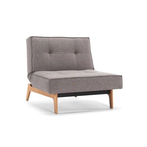 Innovation Living Fauteuil Splitback Eik Convertible Lit 90*115 Cm Pieds Chêne Naturel Tissu Mixed Dance Grey