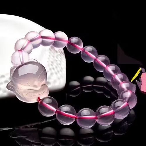 Bracelet En Opale De Cristal Naturel Fait À La Main, Renard En Cristal Jaune Rose, Bracelet De Cheville En Cristal De Fraise Pour Femmes