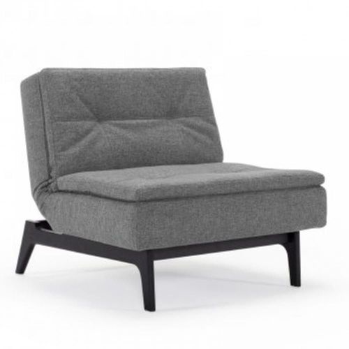 Innovation Living Fauteuil Design Dublexo Eik Tissu Gris Twist Charcoal Convertible Lit 90*115 Cm Piétement Teinté Noir