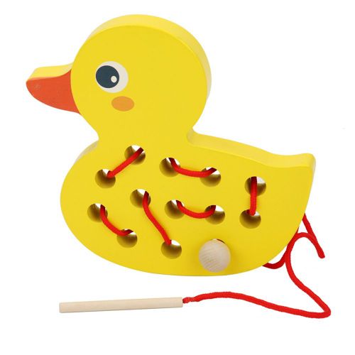 Jeu De Laçage En Bois En Forme De Baleine De Canard, Dessin Animé, Jeu D'enfilage, Puzzle Montessori, Jouets Pour Enfants, Éducation Précoce, Vêtements De Corde