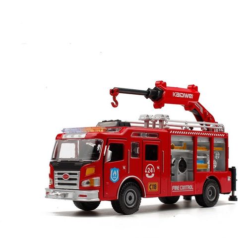 Camion De Pompiers En Alliage Moulé Sous Pression 1:50, Modèle De Véhicule De Protection Sûre Avec Crochet, Collection Cadeau Pour Enfants, Jouets De Loisirs