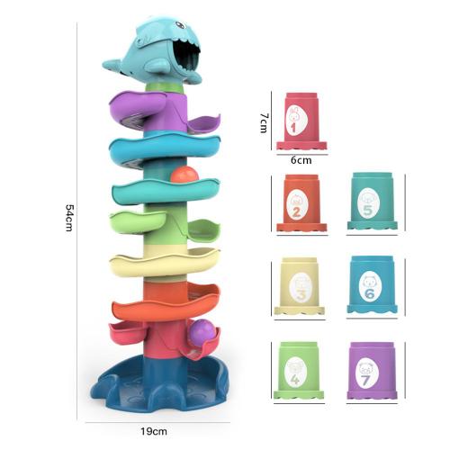 Jouet Éducatif Montessori Pour Enfants, Boule De Musique, Requin, Boule De Roulement, Arc-En-Ciel, Tasse À Empiler, Tour Avec Anneau Numérique, Cadeau