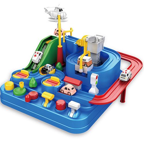 Jeu De Table Pour Enfant Garçon Et Fille Montessori, Avec Piste De Train, 4 Voitures De Course, Aventure Mécanique, Pour Noël