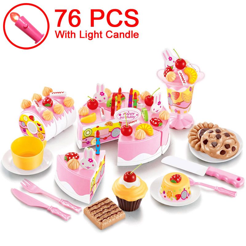 Ensemble De Jouets De Cuisine Pour Enfant, 76 Pièces, Gâteau À Faire Soi-Même, Jeu De Simulation, Coupe De Fruits, Jouet Éducatif D'Anniversaire, Cadeau Pour Bébé, Nouveauté