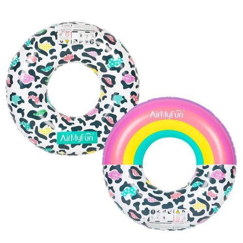 Pack 2 Bou?Es Gonflables Ronde Xxl Pour Piscine & Plage Ultra Confort, Flotteur Deluxe - Pack Twin Donut Leopard ?120cm