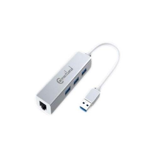 Adaptateur USB3 vers Ethernet 10/100/1000 Mbps + 3X HUB en Aluminium