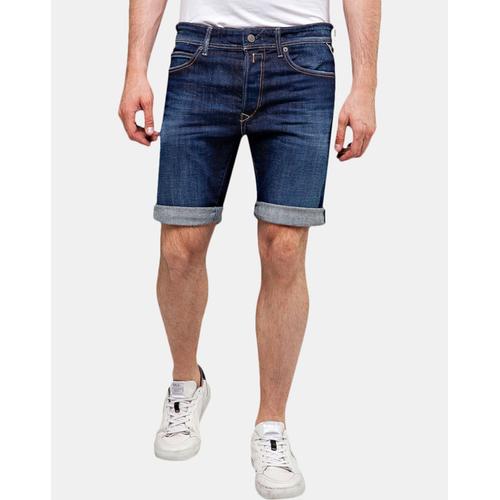 Short Ajusté En Denim Bleu Foncé