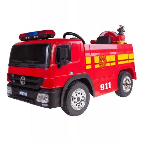 Camion De Pompier Electrique Rouge 35w Avec Casque, Lance Et Extincteur, Indicateur De Batterie Et Télécommande Parentale - Rouge
