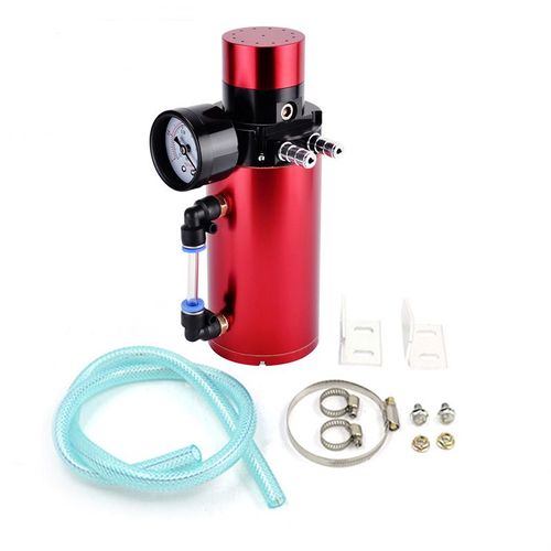Réservoir De Reniflard Récupération D' Moteur En Aluminium Universel Avec Manomètre À Vide