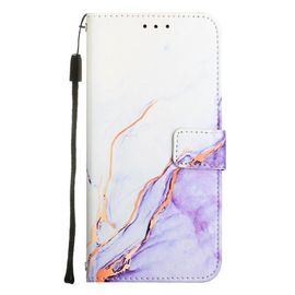 Étui Pour Xiaomi Redmi 6a Motif De Marbre Cuir Pu Bicelle Portefeuille - Violet