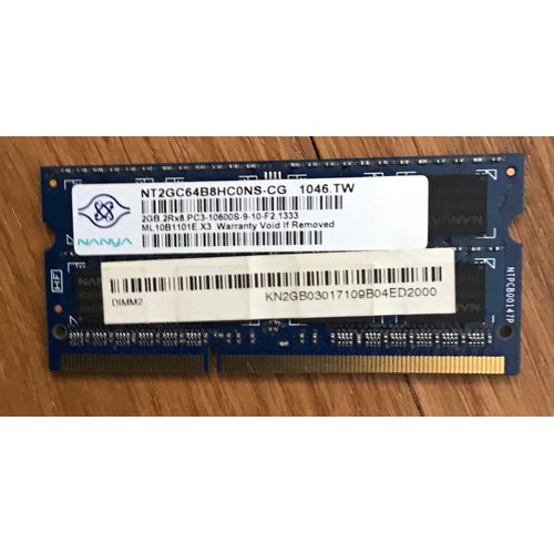 Barrette mémoire Nanya 2GB 2RX8 PC3 10600S-9-10-F2.133