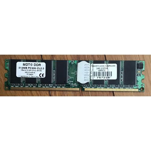 Barrette mémoire MDT DDR 512 MB PC400 CL2.5