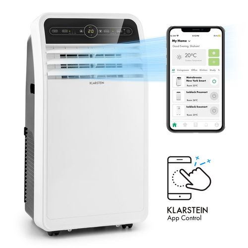 Climatiseur mobile avec evacuation - Klarstein - 12000 BTU - Commande via app - Fonction ventilateur & déshumidificateur - Blanc