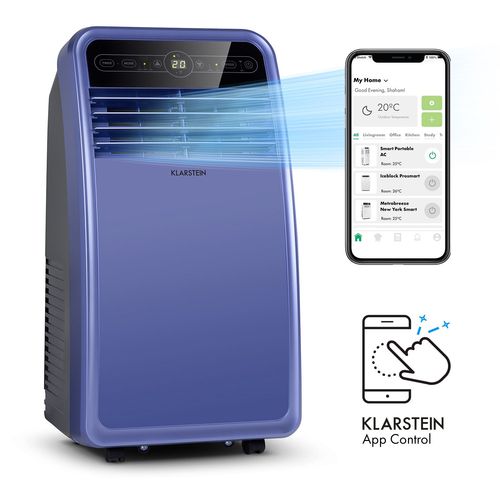 Climatiseur mobile avec evacuation - Klarstein - 7000 BTU - Commande via app - Fonction ventilateur & déshumidificateur - Bleu