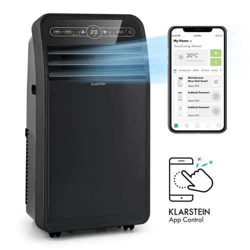 Climatiseur mobile avec evacuation - Klarstein - 7000 BTU - Commande via app - Fonction ventilateur & déshumidificateur - Noir