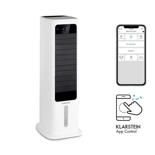 Rafraîchisseur d'air - Klarstein - Commande via app - 360° oscillation - silencieux - climatiseur mobile sans evacuation - Blanc