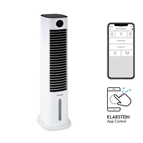 Rafraîchisseur d'air - Klarstein - Commande via app - Ventilateur humidificateur d'air - climatiseur mobile sans evacuation - Blanc