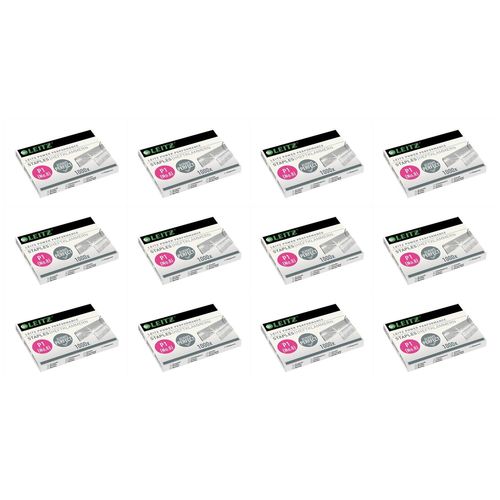 Leitz Lot De 12 Boites De 1000 Agrafes N¿ 8 (6/4 - 21/4 Mm) Galvanis¿Es