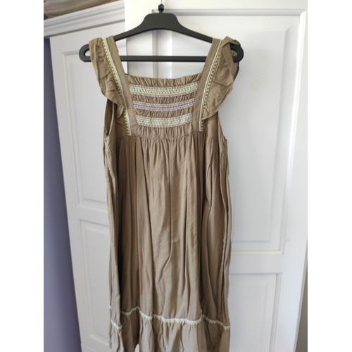 Robe Fille Été Kaki Plastron Smocké