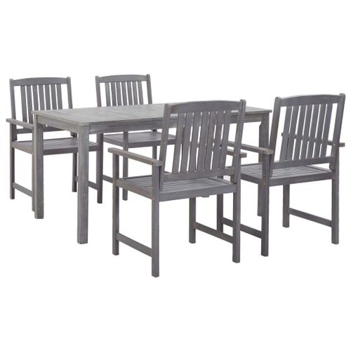 Vidaxl Ensemble À Manger D'extérieur 5 Pcs Gris Bois D'acacia Solide