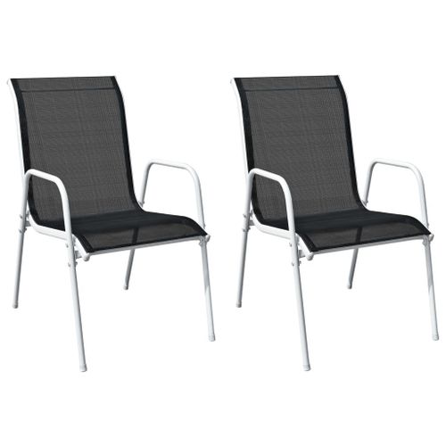 Vidaxl Chaises Empilables De Jardin 2 Pcs Acier Et Textilène Noir