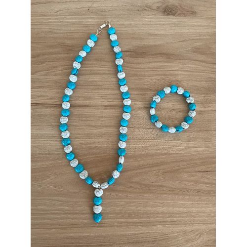 Parure Collier Et Bracelet Pierre Turquoise