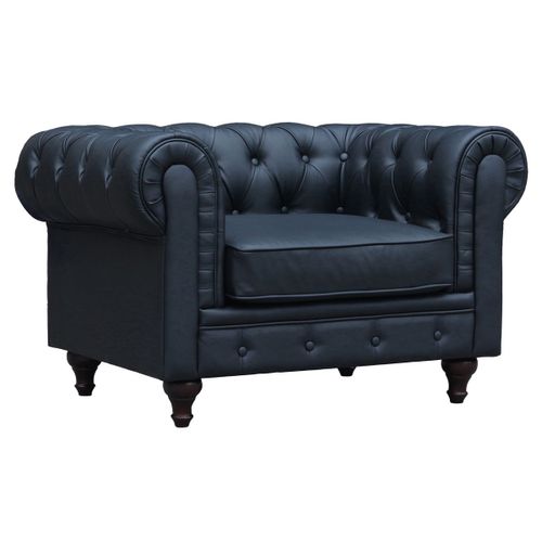 Fauteuil Chesterfield "Aliza" - 111 X 82 X 70 Cm - Noir