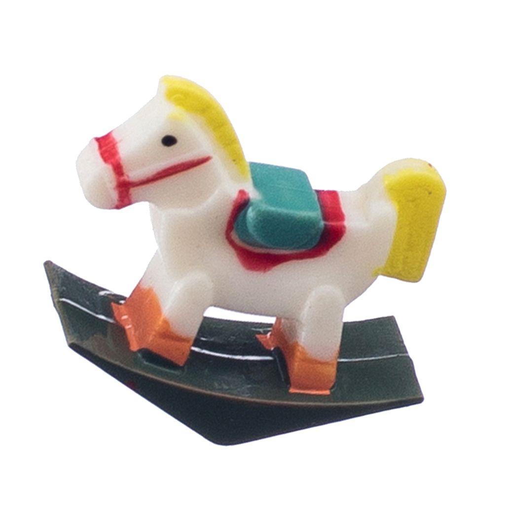 maison de poupée miniature cheval à bascule-blanc-rose 1:12 