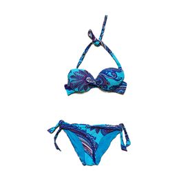 Maillot De Bain 2 Pieces Bleu Turquoise Cachemire Multicolore. Armature. Etam. Taille 36