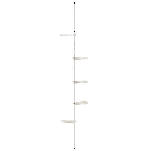 Support De Fleurs Télescopique Porte-Pot Stand De Plante Métal Et Plastique Réglable En Hauteur Entre 110 - 305 Cm Blanc Helloshop26 03_0003911